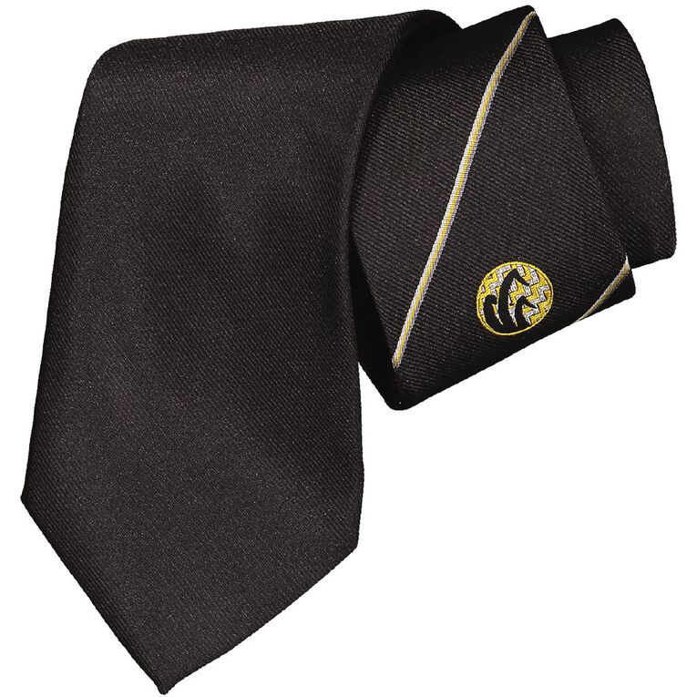 Schooltex Flaxmere Stripe Tie with Logo, Black, hi-res