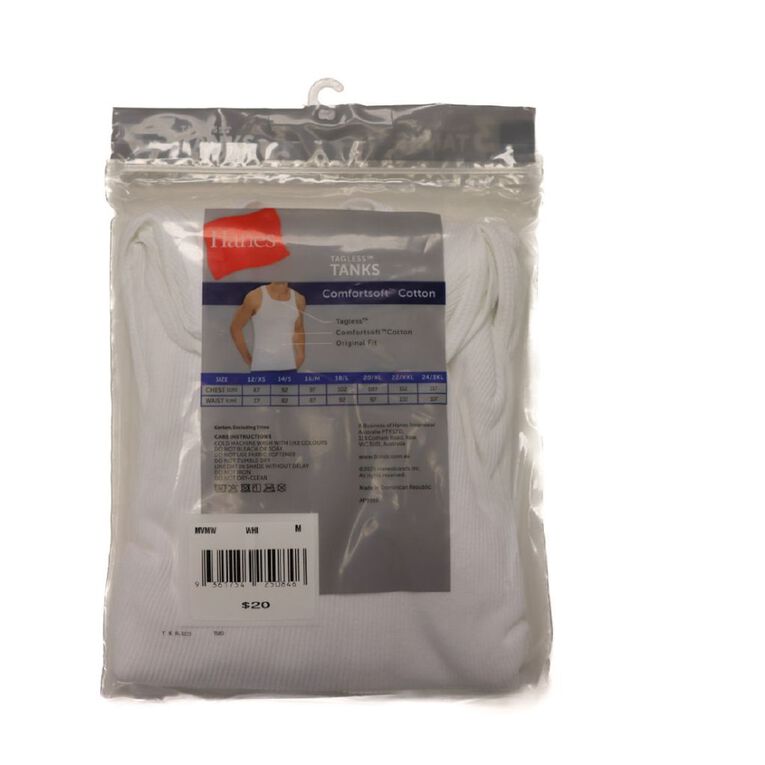 Hanes Men's Singlet 3 Pack, White, hi-res
