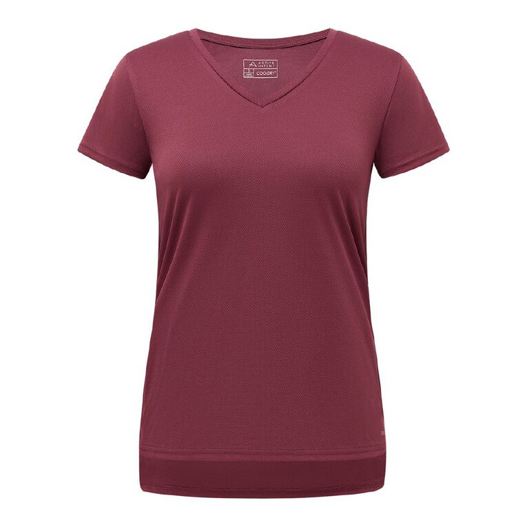 Active Intent Women's Cooldry Tee, Red Dark, hi-res