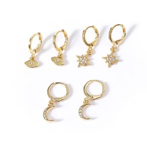 Gold Plated Earrings 3 Pairs