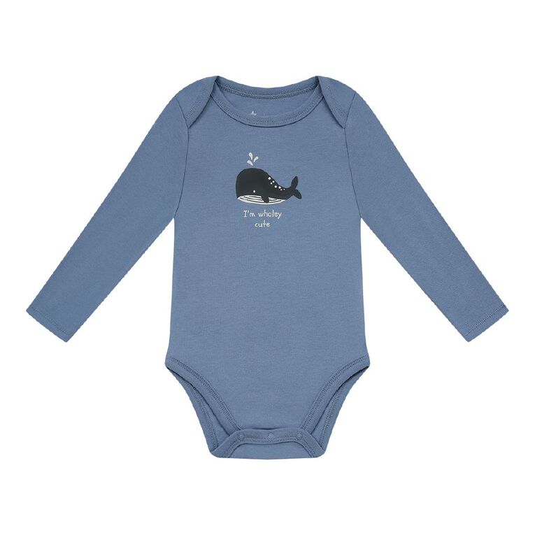 Young Original Babies' Long Sleeve Printed Bodysuit 3 Pack, Blue Light ARCTIC, hi-res