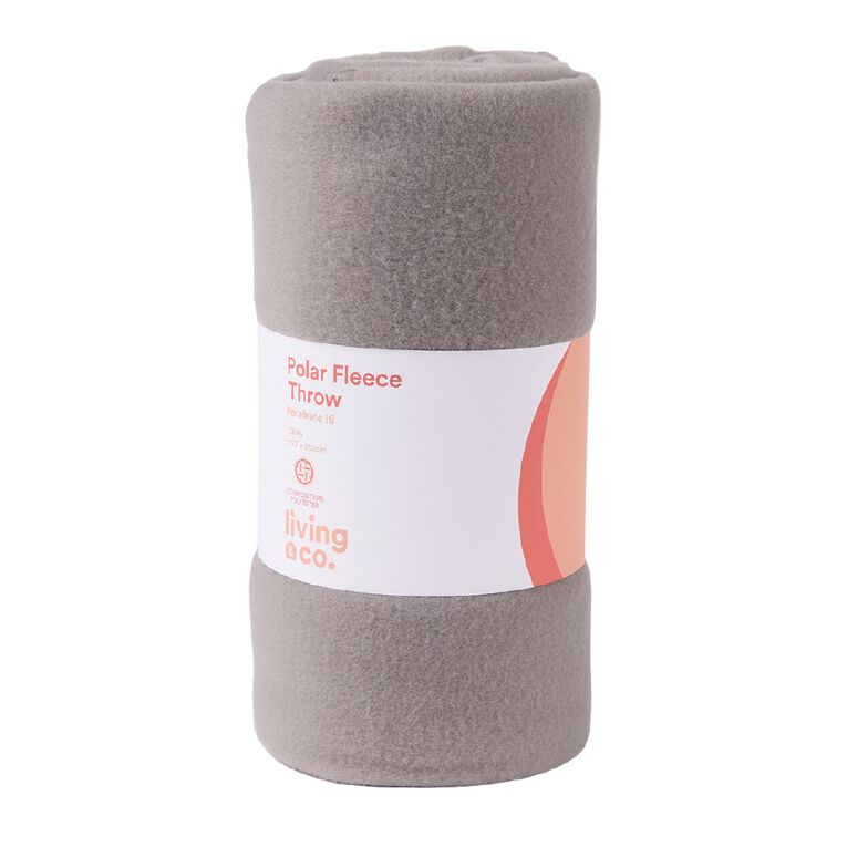 Living & Co Polar Fleece Throw Grey 127cm x 152cm, , hi-res