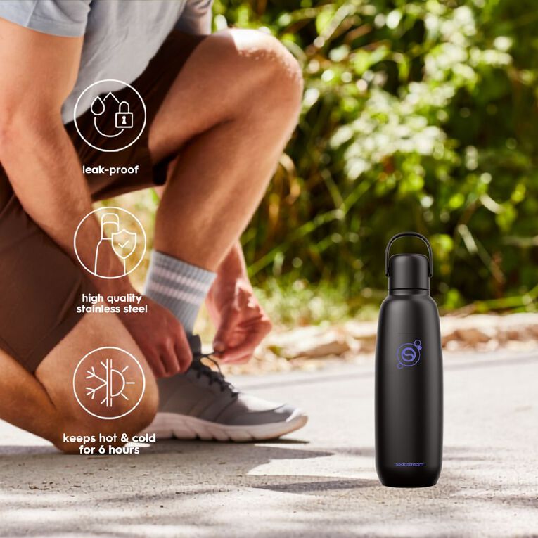 Sodastream Fizz & Go Metal Bottle 900ml Black, , hi-res