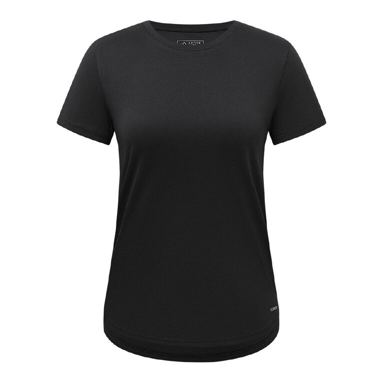 Active Intent Women's Cooldry Crew Neck Tee, Black, hi-res