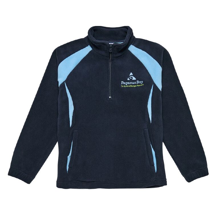 Schooltex Pegasus Bay Polar Fleece Top with Embroidery, Navy/Sky, hi-res