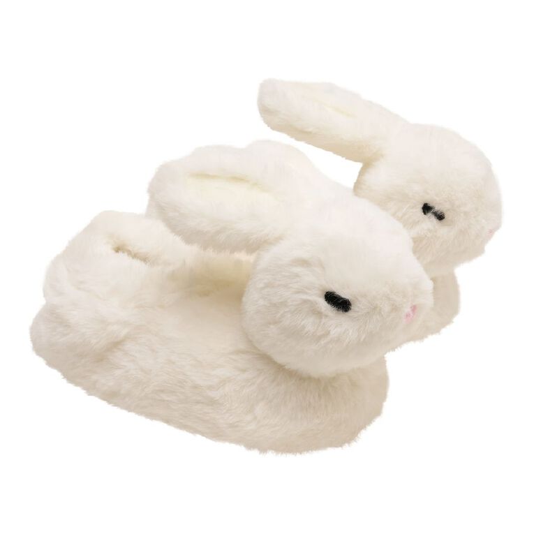 Young Original Senior Kids' 3D Bunny Slippers, White, hi-res