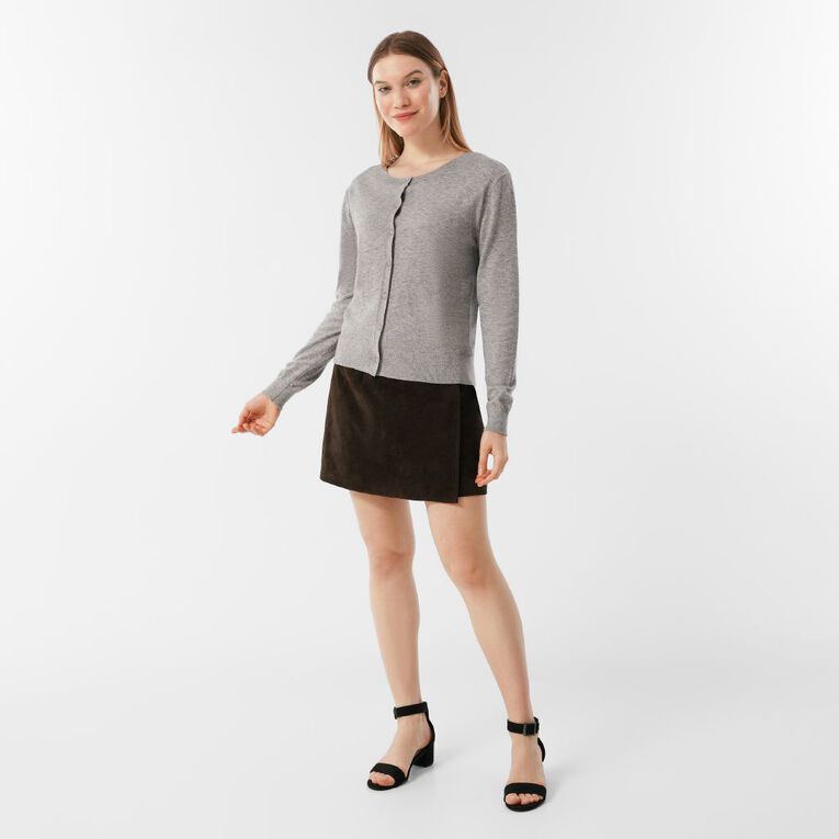 H&H Women's Faux Suede Mini Skirt, Brown Dark, hi-res