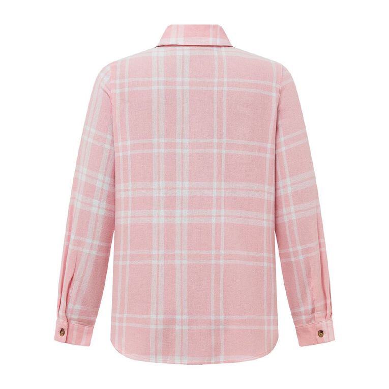 H&H Women's Long Sleeve Flannel Check Shirt, Pink, hi-res