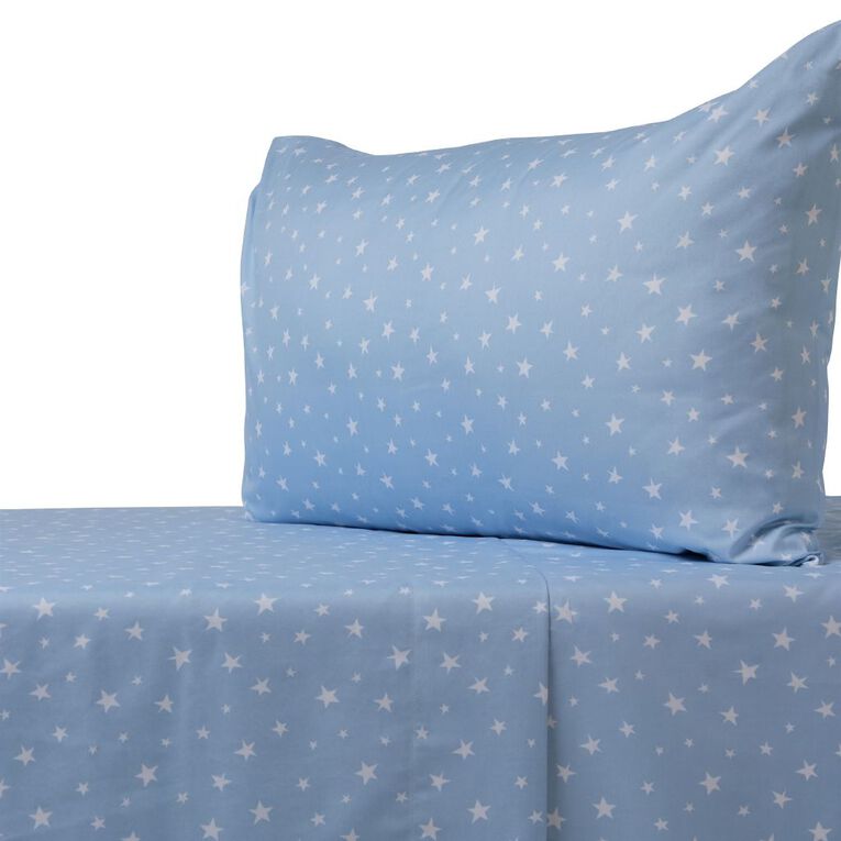 Living & Co Kids Microfibre Sheet Set Stars King Single Multi-Coloured, , hi-res