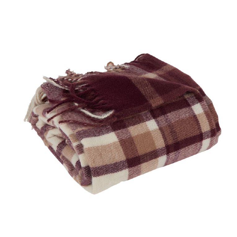 Living & Co Throw Check Plum 127cm x 152cm, , hi-res