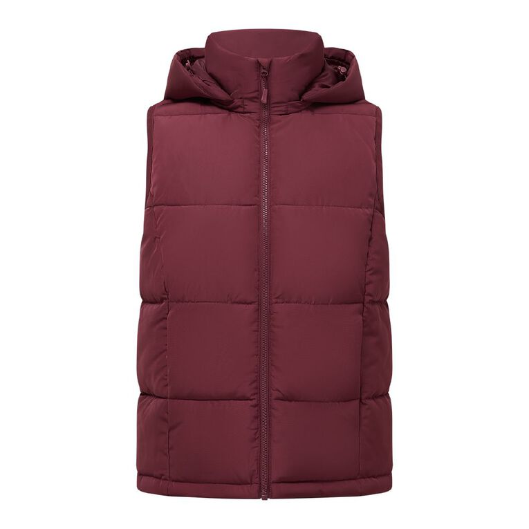Active Intent Women's Hood Puffer Vest, Red Dark, hi-res