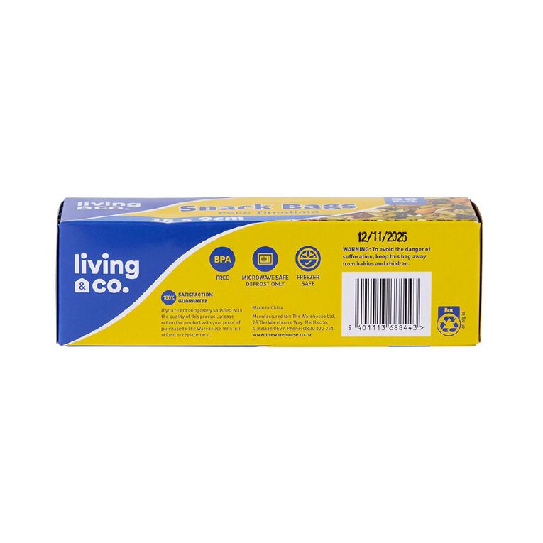 Living & Co Resealable Snack Bags 15 x 9cm 50 Pack, , hi-res