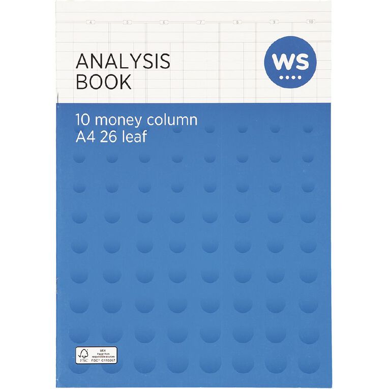WS 10 Money Column Limp Analysis Book 26 Leaf Blue Blue Mid A4, , hi-res