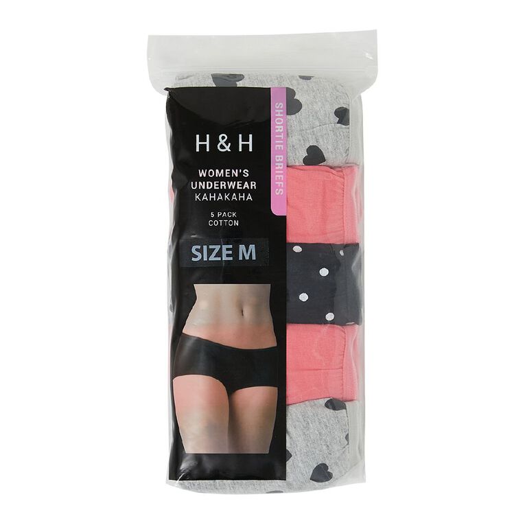 H&H Women's Shortie Briefs 5 Pack, Grey Marle, hi-res