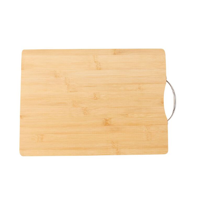 Living & Co Bamboo Chopping Board with Handle Natural 38cm, , hi-res