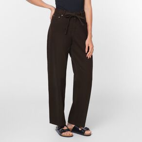 H&H Women's Mid Rise Belted Barrel Leg Jeans