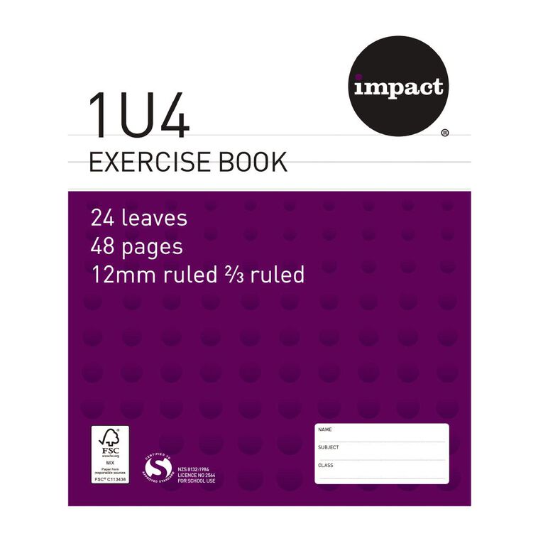 WS Exercise Book 1U4 12mm Ruled 24 Leaf Purple, , hi-res