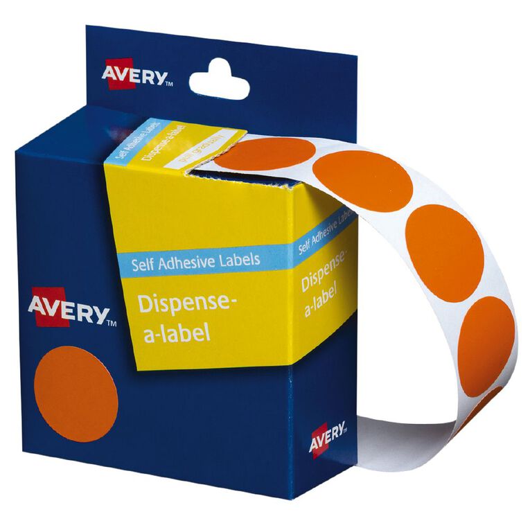 Avery Orange Dispenser Dot Stickers 24mm diameter 500 Labels | The Warehouse