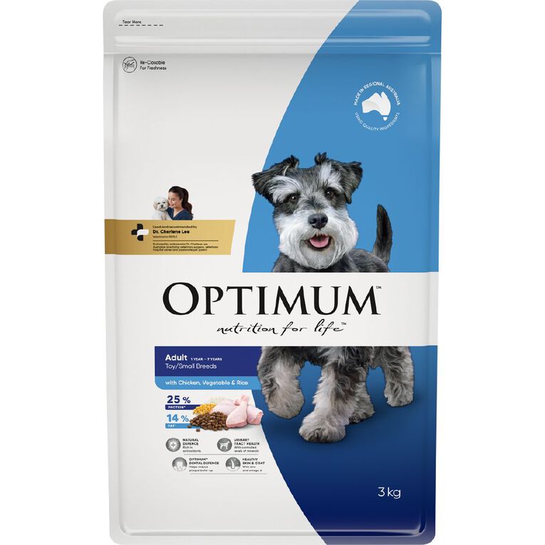 Optimum Adult Dog Small Breed Chicken Rice Vege 3kg, , hi-res