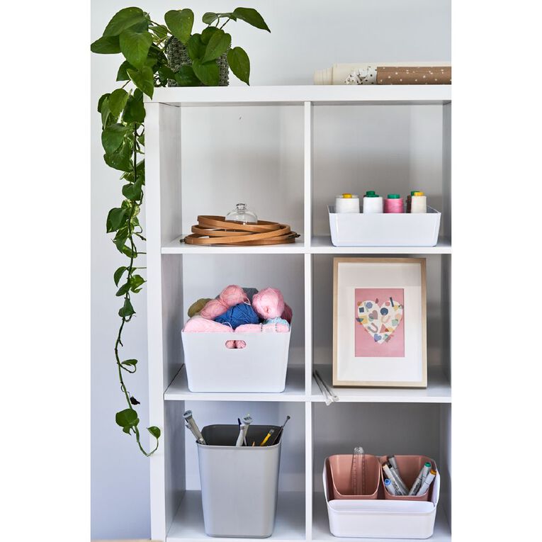 Living & Co Lisse Shallow Lidded Organiser White 6L, , hi-res