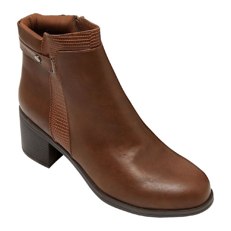 H&H Women's Panel Stud Boots, Brown, hi-res