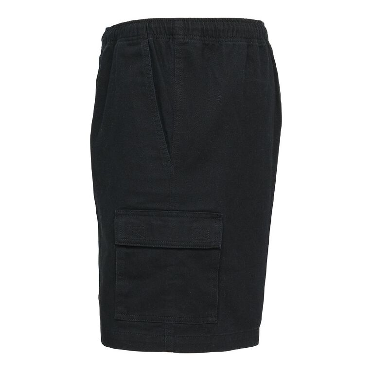 Rivet Bellow Pocket Shorts, Black, hi-res