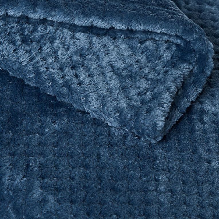 Living & Co Textured Boston Blanket Blue Queen, , hi-res