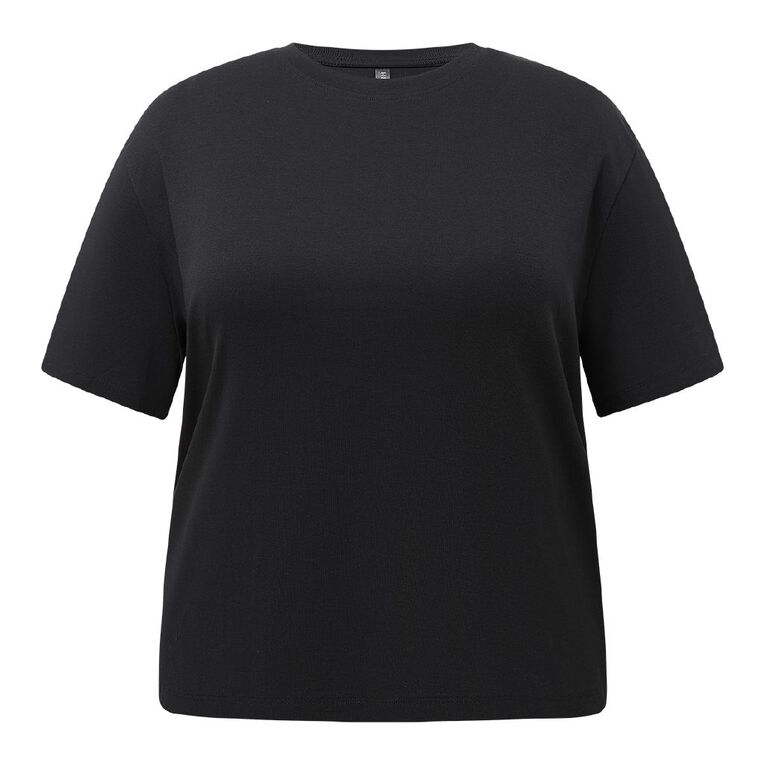 H&H Curve Women's Boxy Boyfriend Tee, Black, hi-res