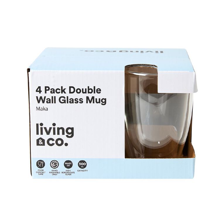 Living & Co Double Wall Glass Mug Clear, , hi-res