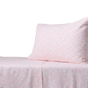 Living & Co Kids Cotton Flannelette Sheet Set Flower Pink King Single