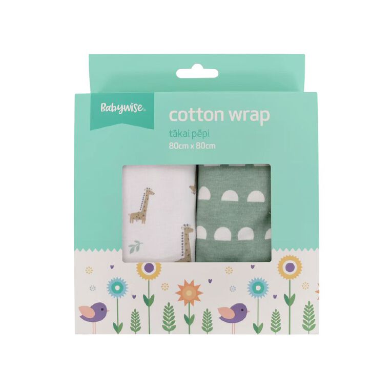 Babywise Cotton Wrap Giraffe 80cm x 80cm 2 Pack, , hi-res