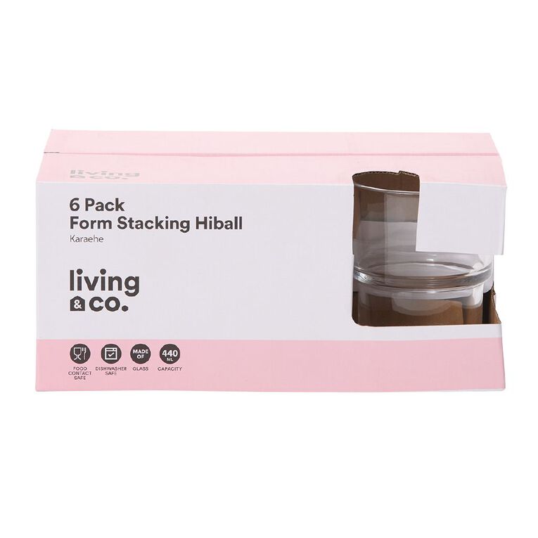 Living & Co Form Stacking Tumbler Clear 6 Pack, , hi-res