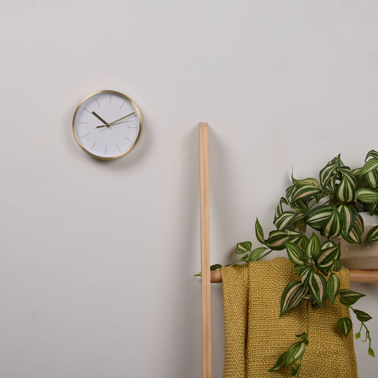 Living & Co Aluminum Round Clock Gold 15cm, , hi-res