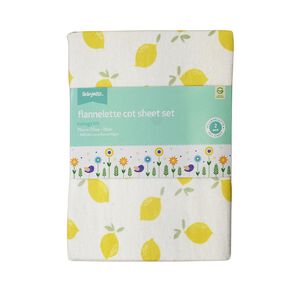 Babywise Flannelette Cot Sheet Lemon 2 Pack
