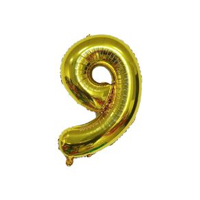 Party Inc Foil Balloon #9 Gold 35cm