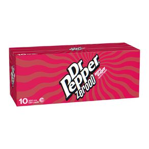 Dr Pepper Zero Sugar Soft Drink Cans 10 Pack 330ml