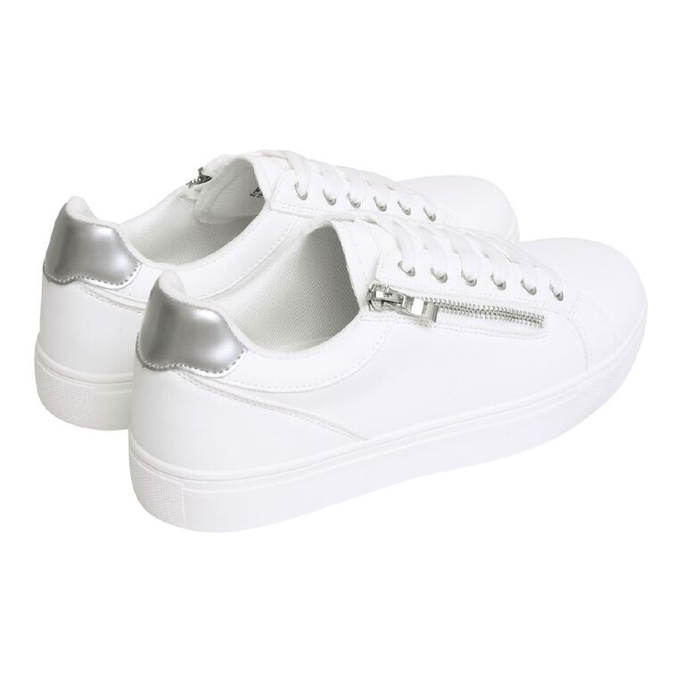 H&H Women's Zip Sneakers, White, hi-res
