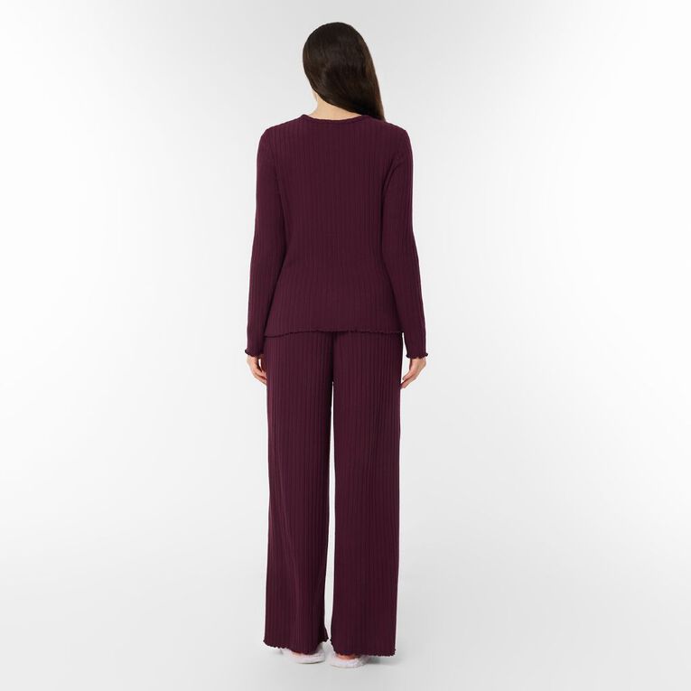 H&H Women's Brushed Rib Lounge Set, Red Mid, hi-res