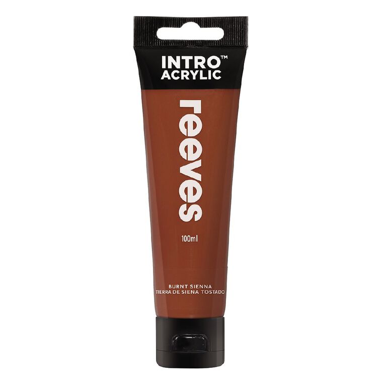 Reeves Intro Acrylic Paint Burnt Sienna 100ml, , hi-res