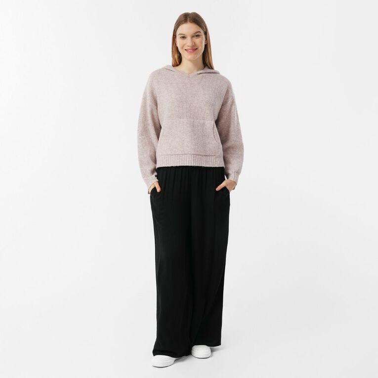 H&H Women's Knitted Crop Hoodie, Brown Light, hi-res