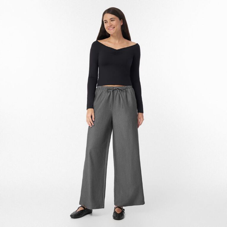 H&H Women's Drawstring Work Pants, Charcoal/Marle, hi-res