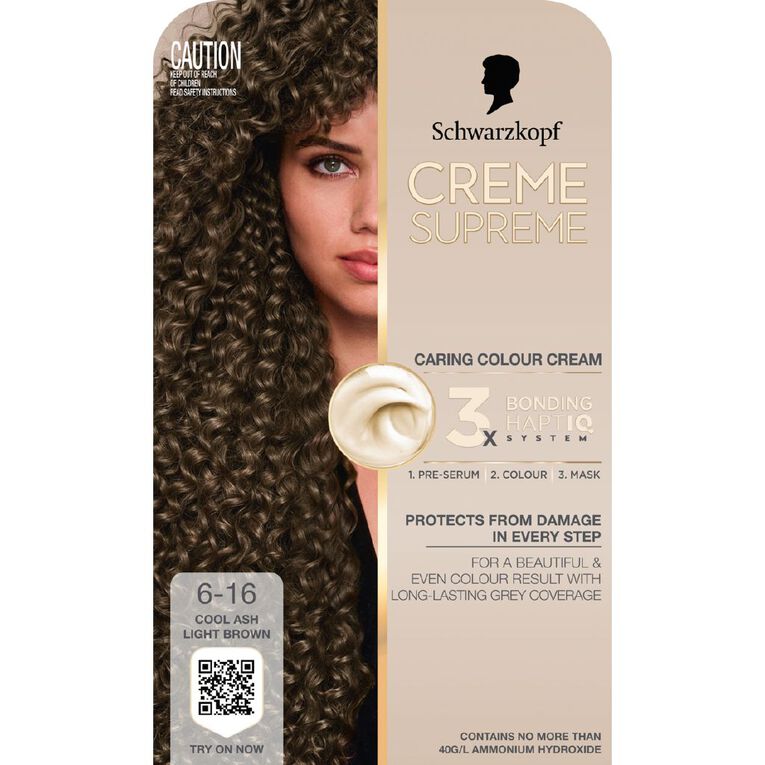 Schwarzkopf Creme Supreme 6.16 Cool Ash Light Brown 180ml, , hi-res