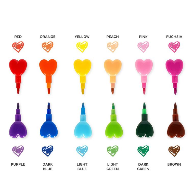 Legami Set of 12 Stackable Crayons Dream In Colour Heart, , hi-res