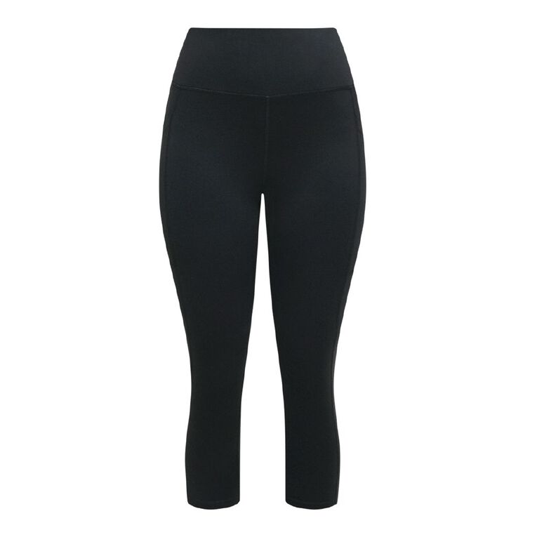 Active Intent Women's Pocket Nylon Crop Leggings, Black, hi-res