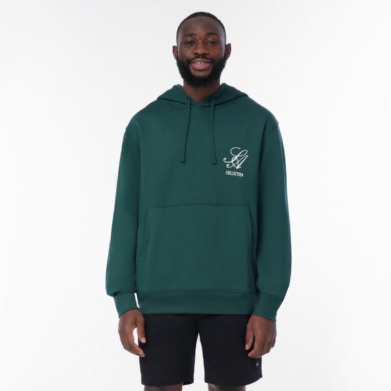 Garage Men's Graphic Print Hood Sweat, Green Dark, hi-res