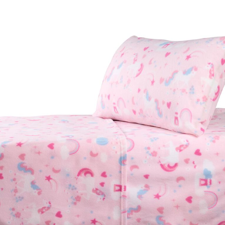 Living & Co Kids Polar Fleece Sheet Set Pink King Single, , hi-res