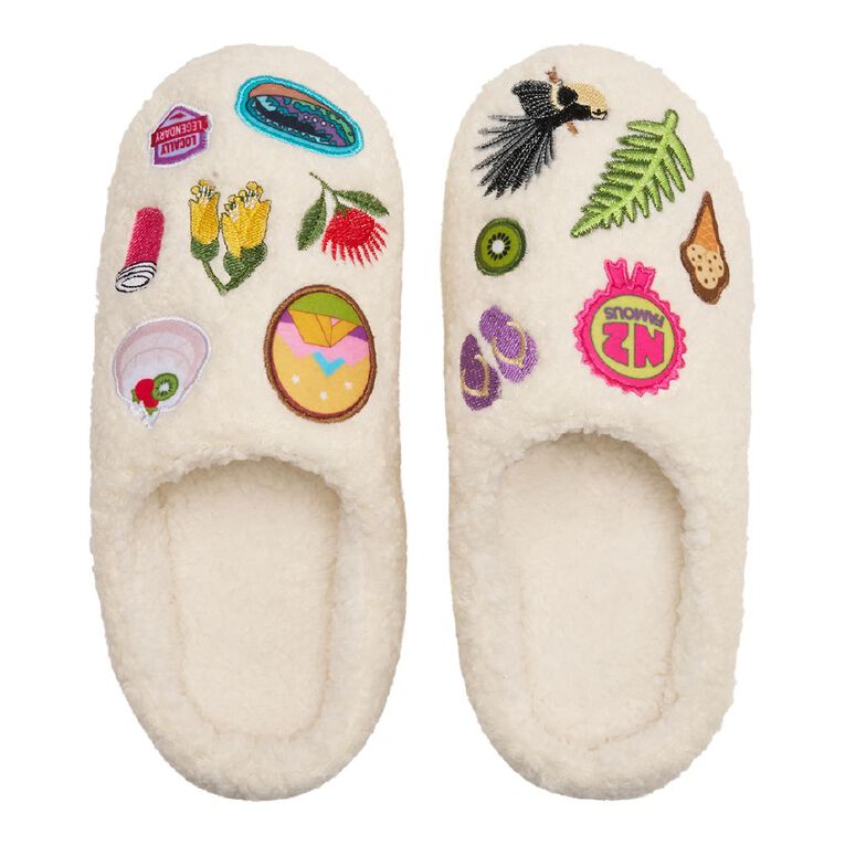 H&H Women's Kiwiana Scuff Slippers, Cream, hi-res