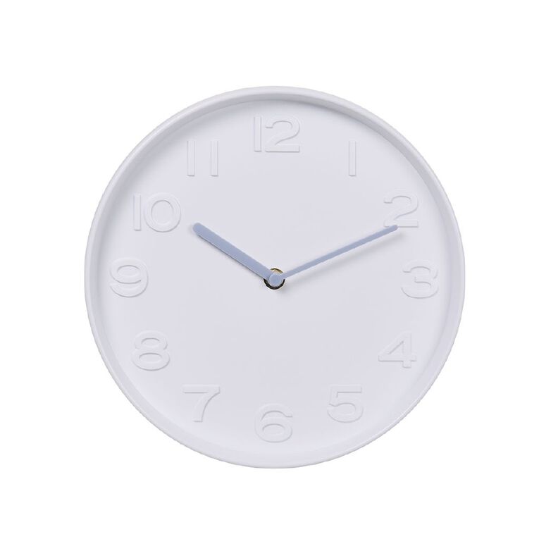 Living & Co Minimalist Wall Clock White 25cm, , hi-res