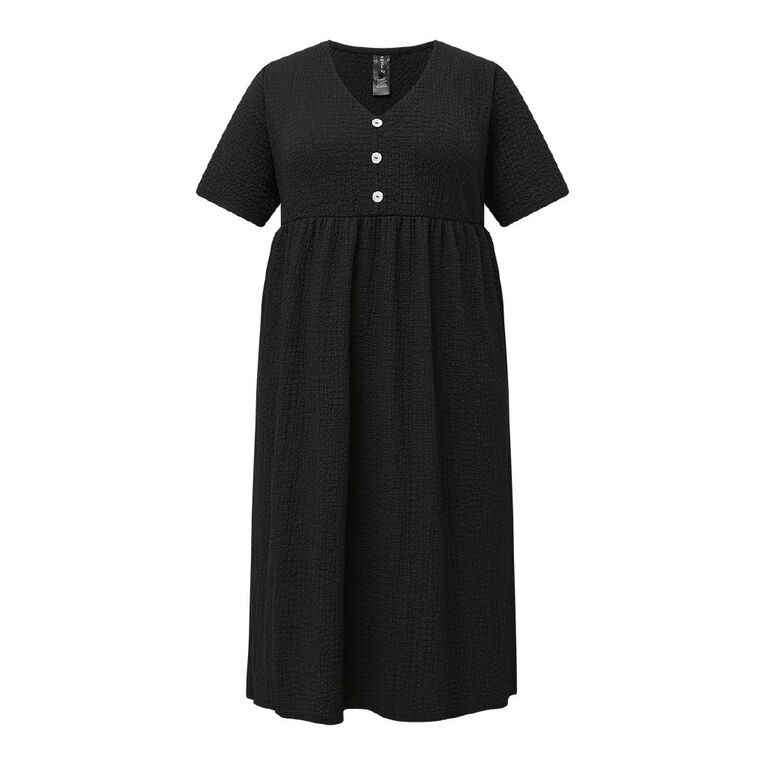 H&H Curve Women's Short Sleeve Popcorn Midi Dress, Black, hi-res