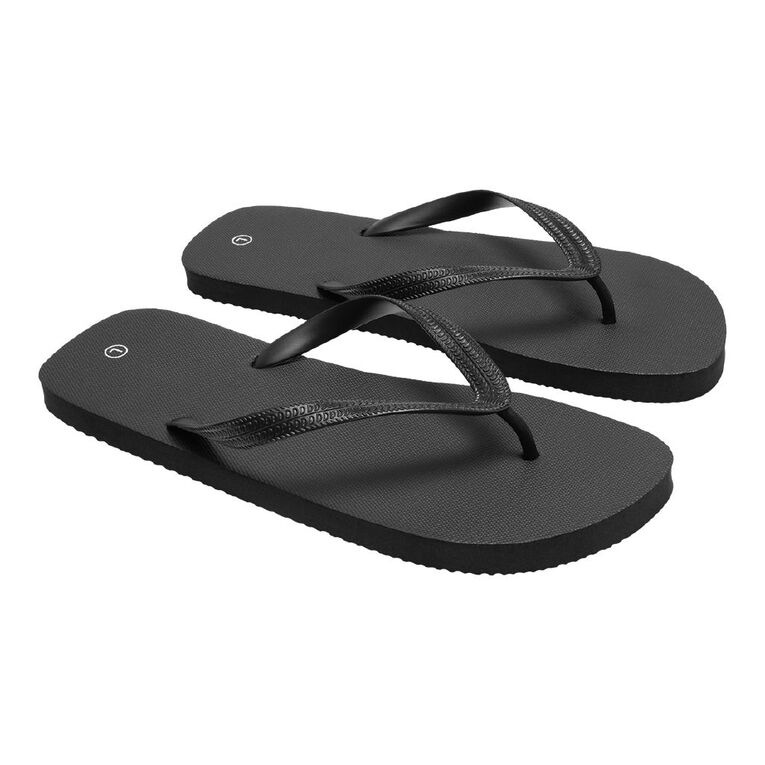 H&H Men's Plain Jandals, Black, hi-res